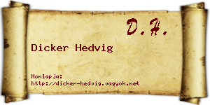 Dicker Hedvig névjegykártya